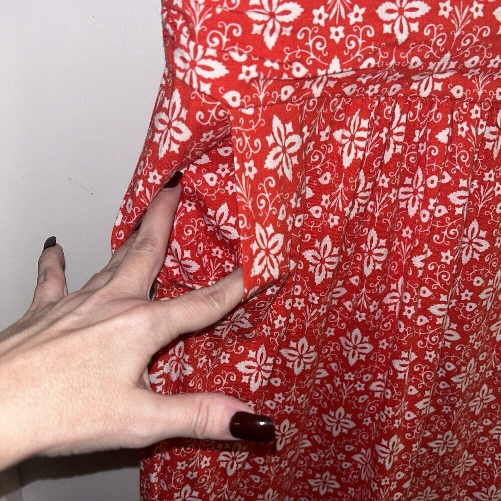 Boden Margot Red White Medallion Cap Sleeve Scoop Neck Pullover Dress Size 6 - Picture 6 of 10